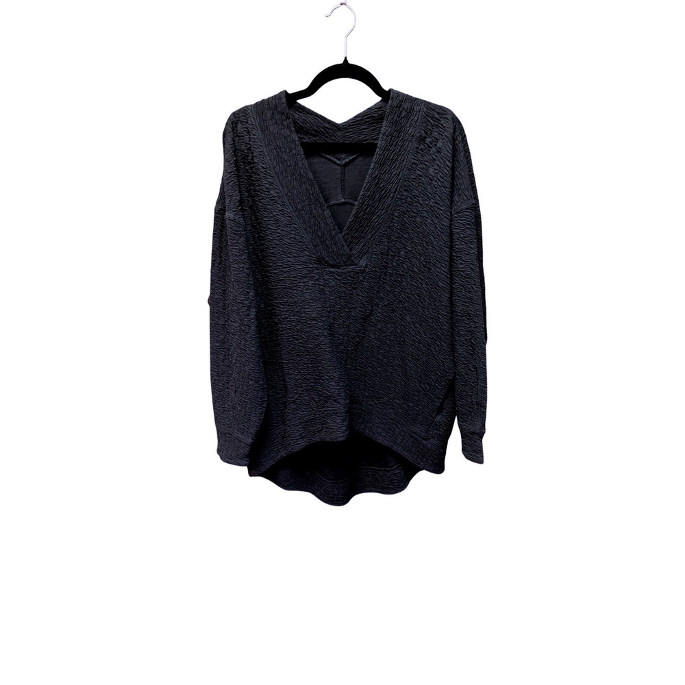 Lululemon Perfectly Oversized V-Neck Pullover Textured Black W3EOXS Size 8